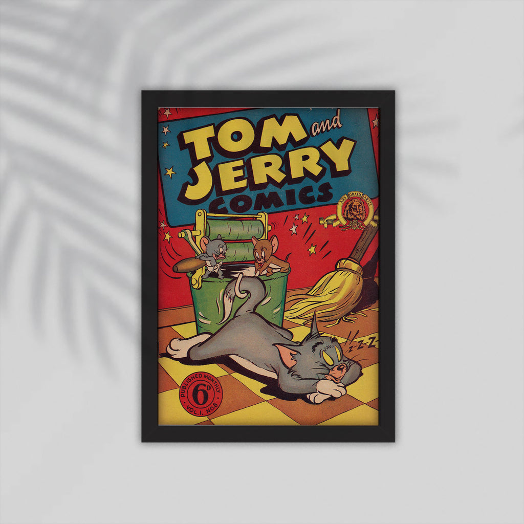Tom Ang Jerry Cartoon Framed Poster