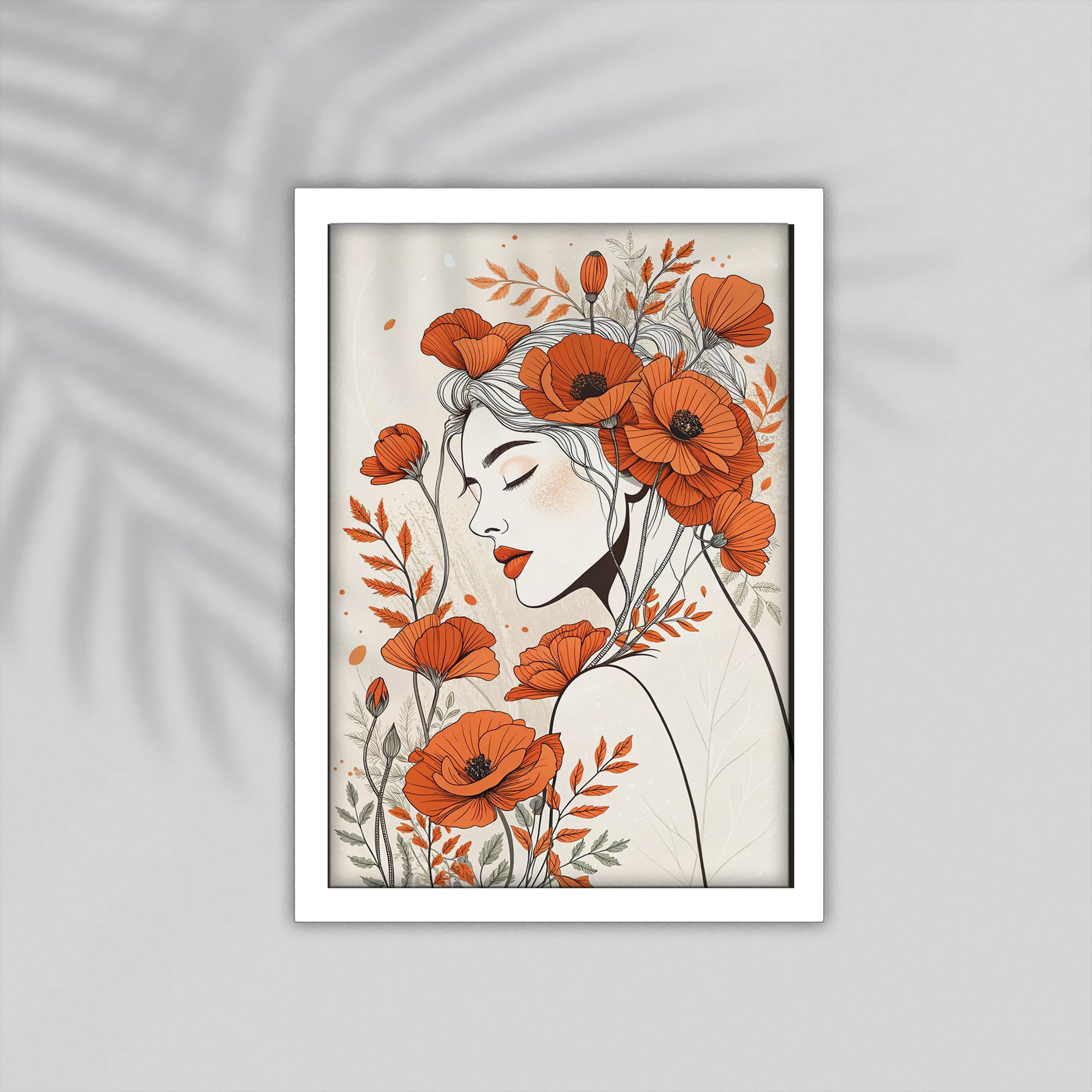 Girl Flower Simple drawings Framed Poster