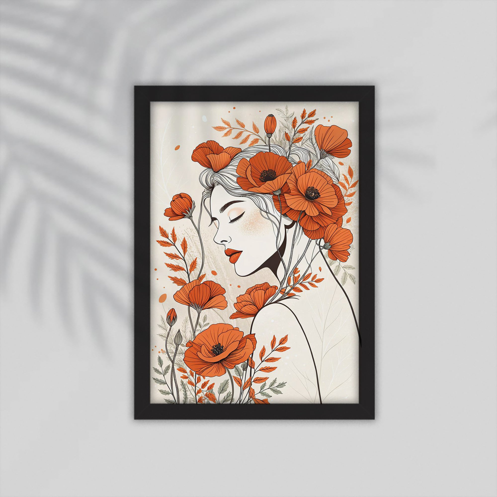 Girl Flower Simple drawings Framed Poster