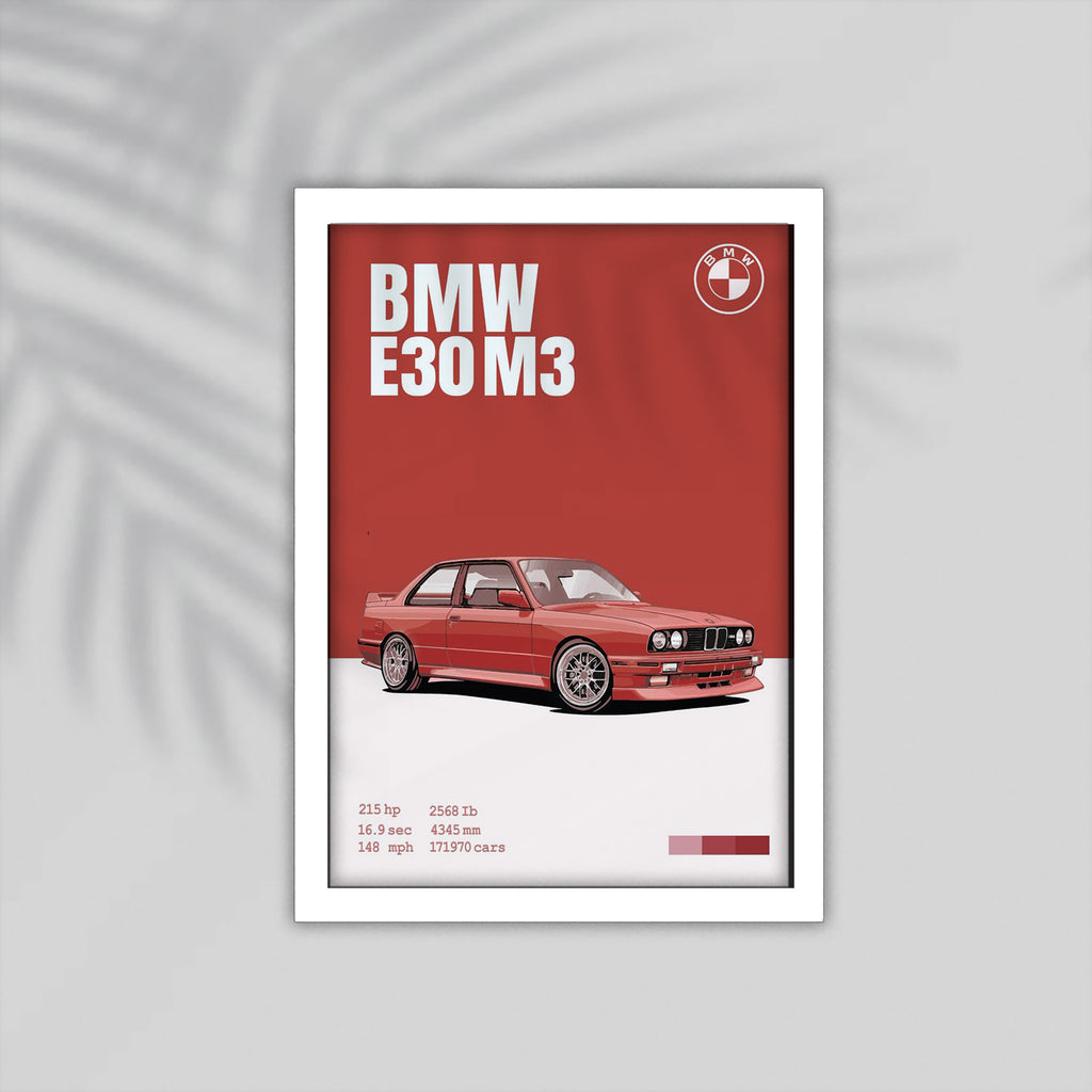 BMW E30 Car Framed Poster