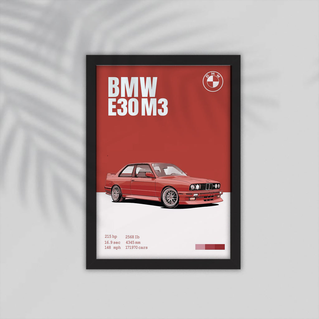 BMW E30 Car Framed Poster