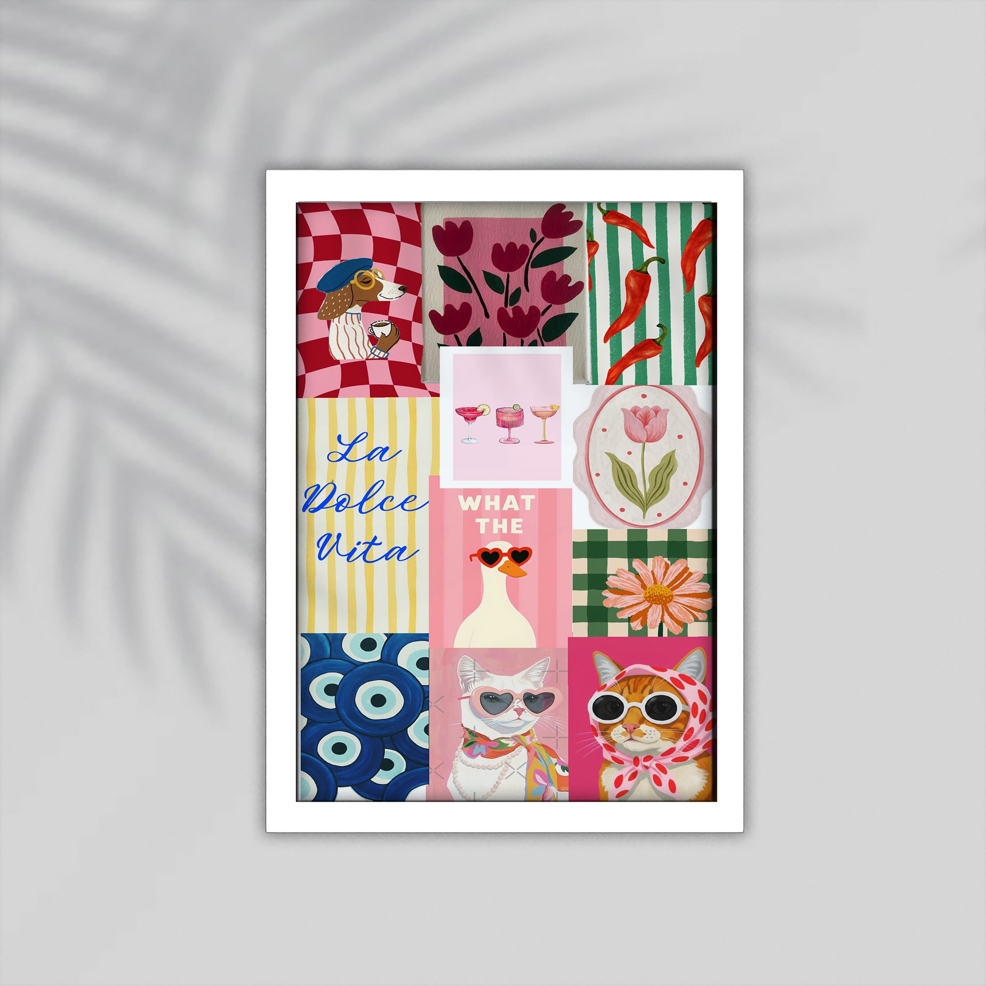 Cat Flower Framed Poster