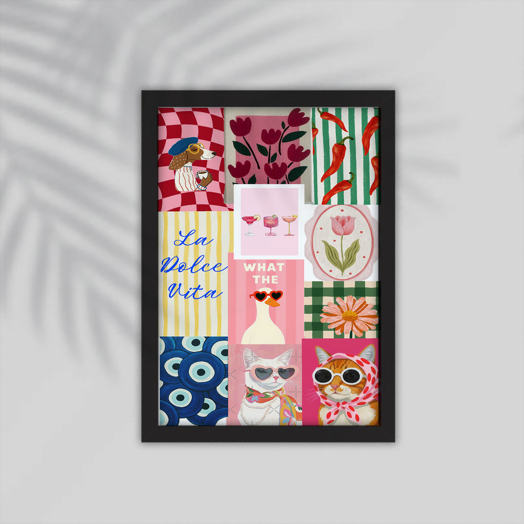 Cat Flower Framed Poster