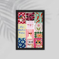 Cat Flower Framed Poster