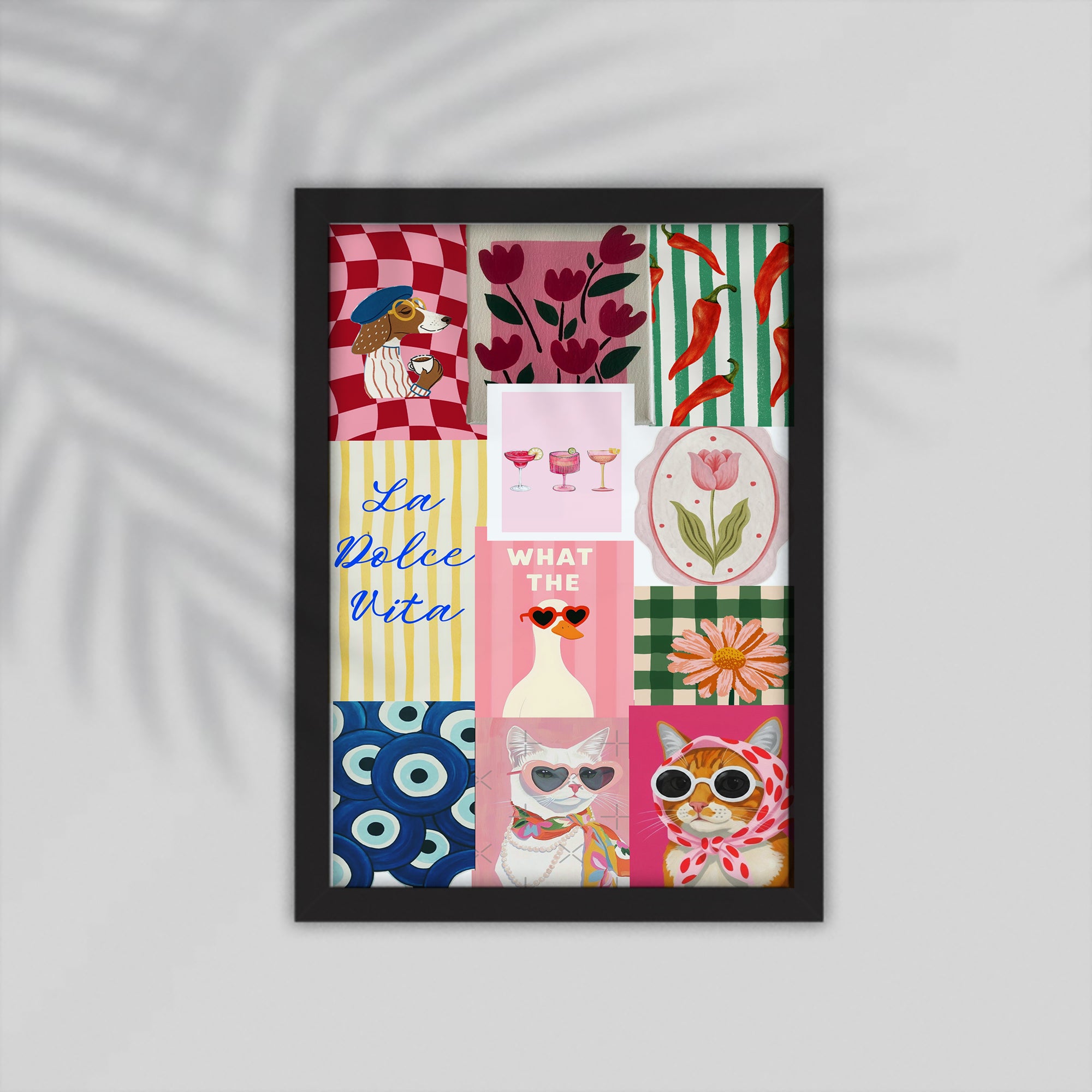 Cat Flower Framed Poster