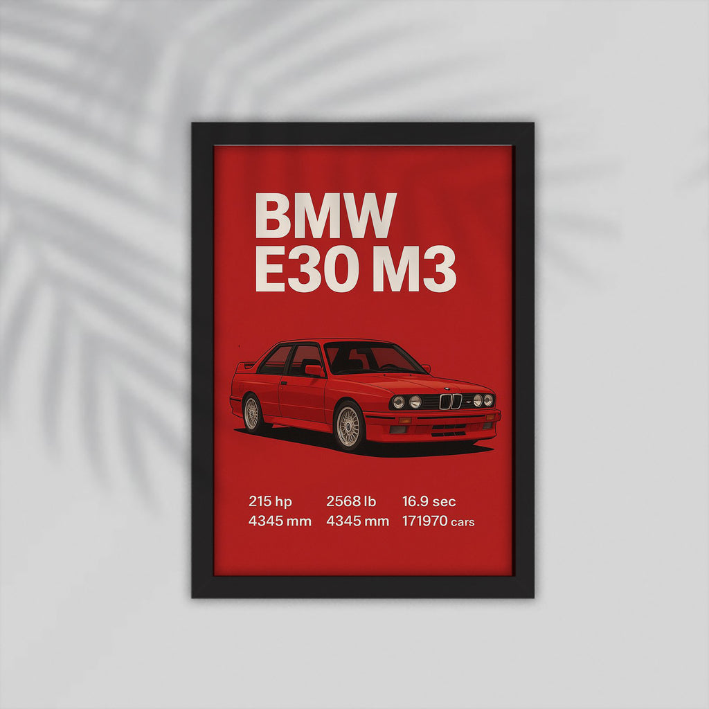 BMW E30 m3 Car Framed Poster