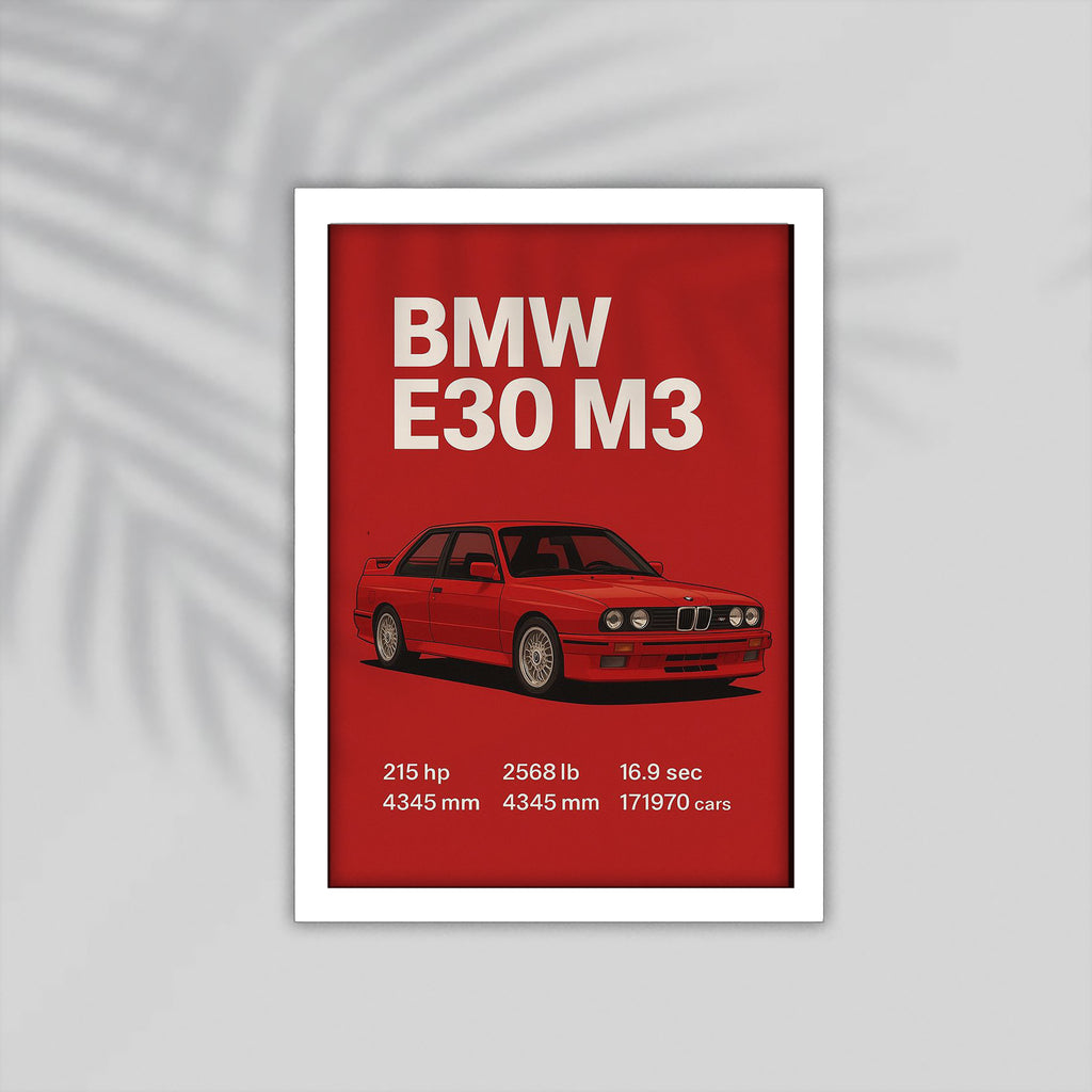 BMW E30 m3 Car Framed Poster