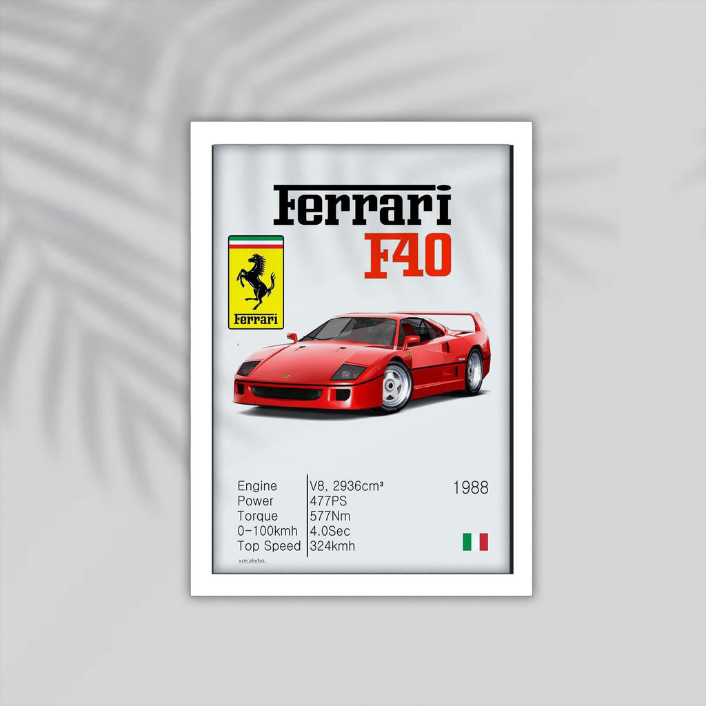 Fereri F40 Car Framed Poster