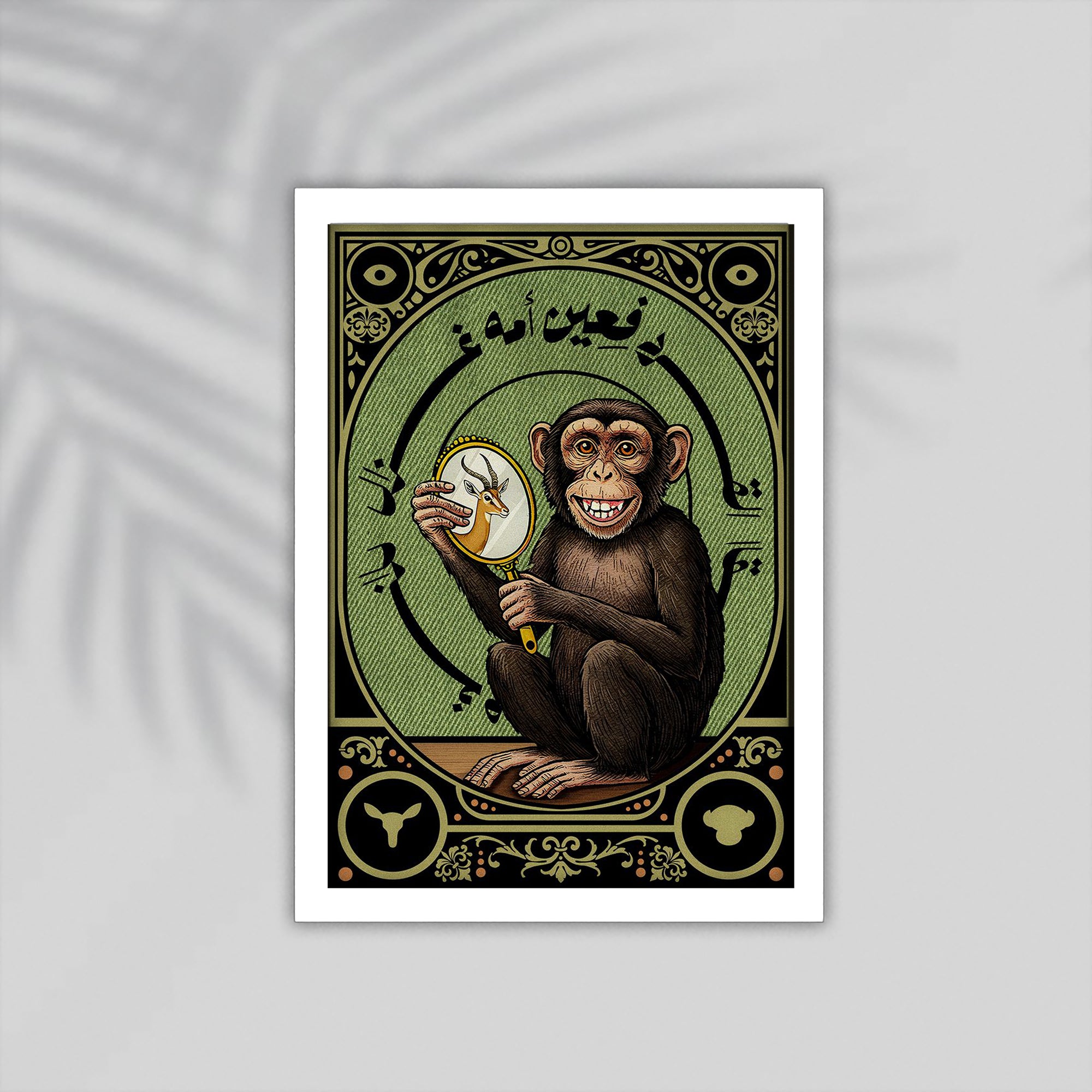 Moneky Arabic Framed Poster