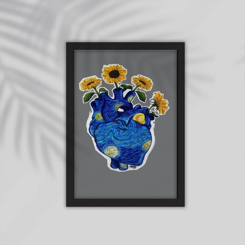 Heart Flower Art Framed Poster