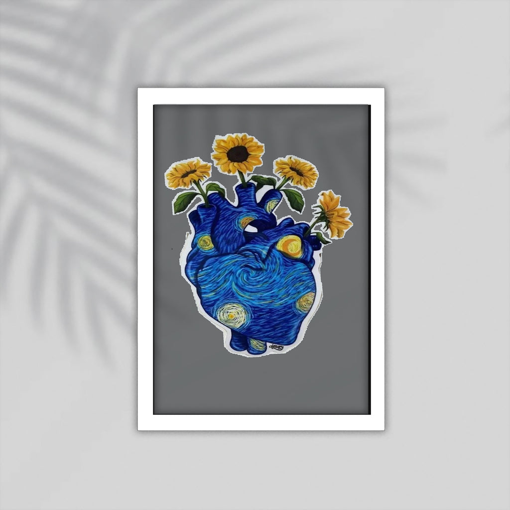 Heart Flower Art Framed Poster