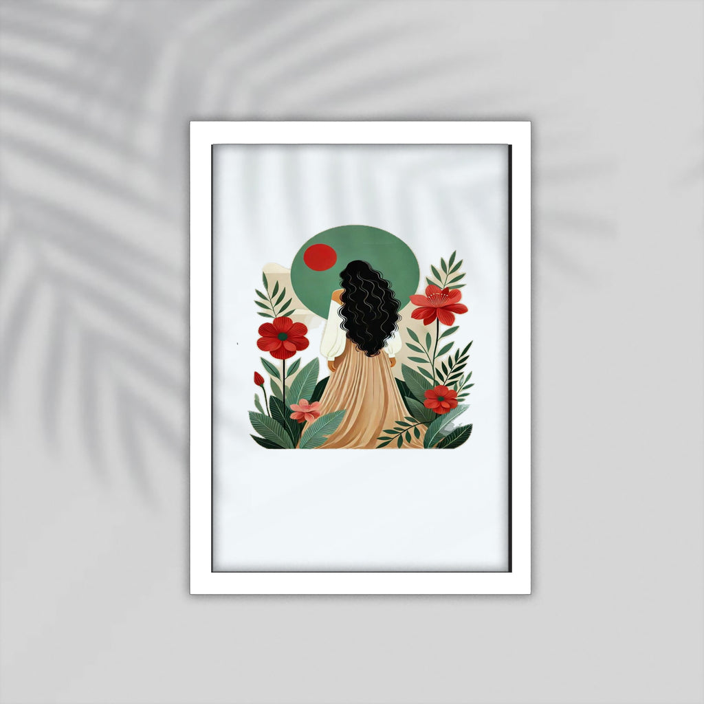 Girl Flower Art Framed Poster