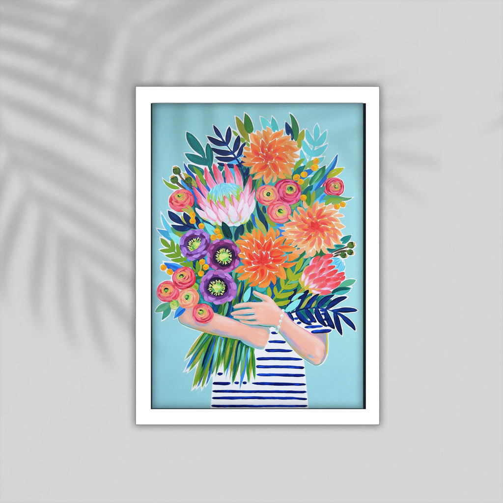 Girl Flower Framed Poster