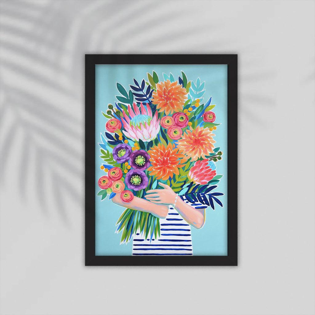 Girl Flower Framed Poster