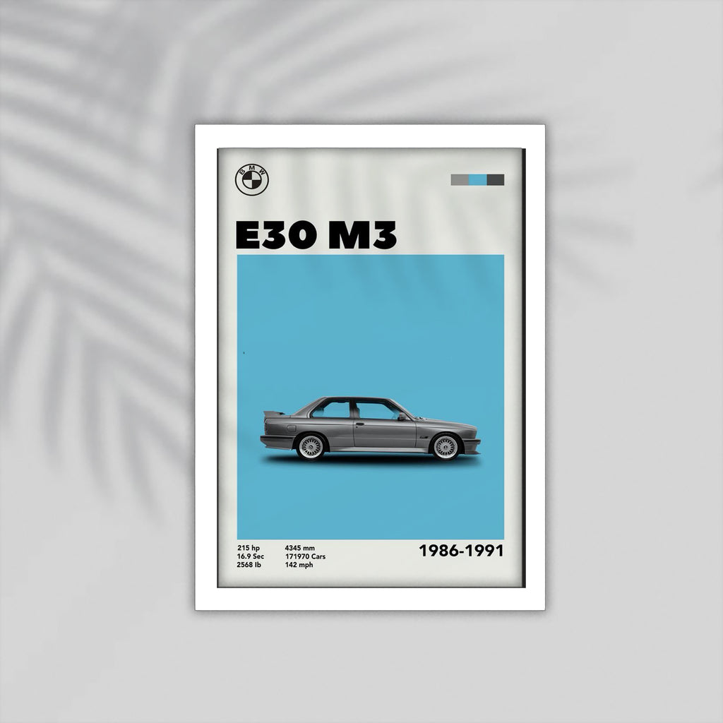 E30 M3 Car Framed Poster